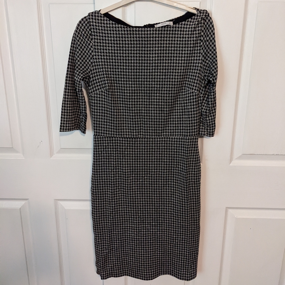 Mango Boatneck Houndstooth Dress, Sz M